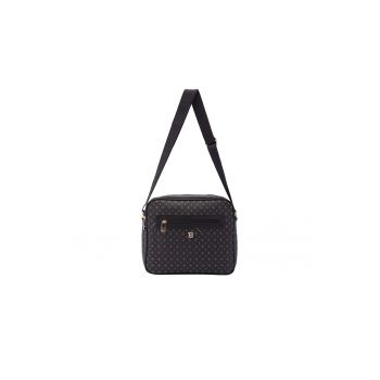 Geanta crossbody de piele ecologica cu model si bareta cu logo