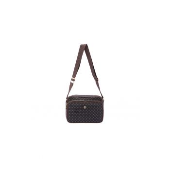 Geanta crossbody de piele ecologica cu model si bareta cu logo