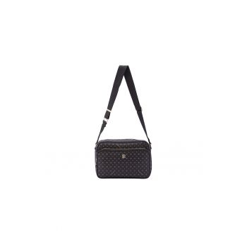 Geanta crossbody de piele ecologica cu model si bareta cu logo