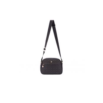 Geanta crossbody de piele ecologica cu model si bareta cu logo