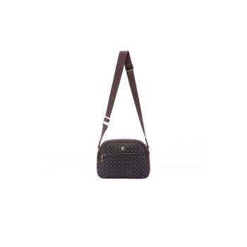 Geanta crossbody de piele ecologica cu model si bareta cu logo