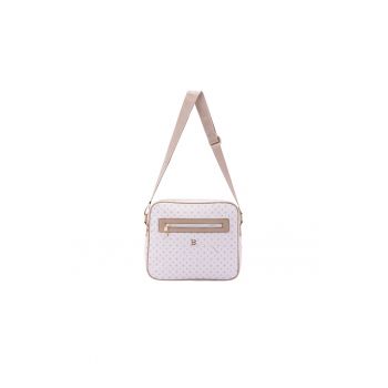 Geanta crossbody de piele ecologica cu model si bareta cu logo