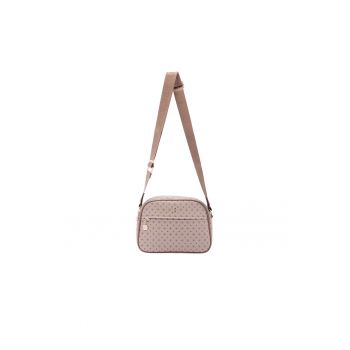 Geanta crossbody de piele ecologica cu model si bareta cu logo