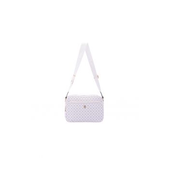 Geanta crossbody de piele ecologica cu model si bareta cu logo