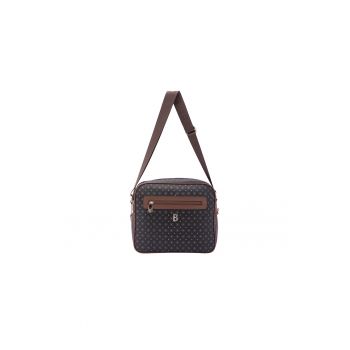 Geanta crossbody de piele ecologica cu model si bareta cu logo