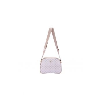 Geanta crossbody de piele ecologica cu model si bareta cu logo