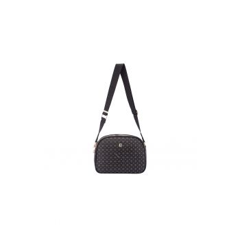 Geanta crossbody de piele ecologica cu model si bareta cu logo