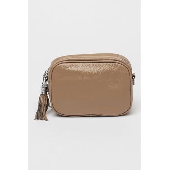 Geanta crossbody din piele cu accesoriu canaf