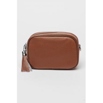 Geanta crossbody din piele cu accesoriu canaf