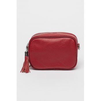 Geanta crossbody din piele cu accesoriu canaf