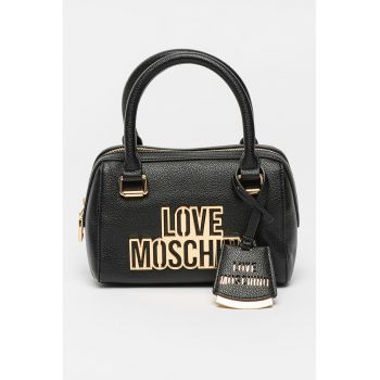 Geanta duffle de piele ecologica cu logo metalic