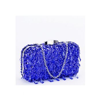 Geanta clutch albastra cu cristale si paiete BME6011 06 16829