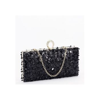 Geanta clutch neagra cu cristale si paiete BYH-907 01 16834