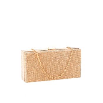 Geanta clutch sampanie cu pietricele BRS-5052 05 Auriu