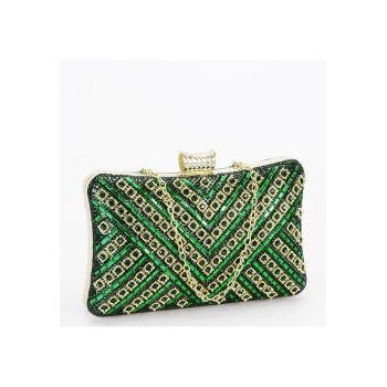 Geanta clutch verde cu model 3d BYH-87900 06 16828