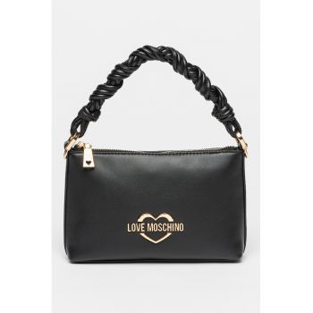 Geanta crossbody cu fermoar si logo