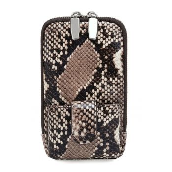 Geanta crossbody de piele cu aspect de piele de sarpe pentru telefonul mobil
