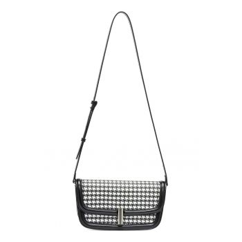 Geanta crossbody de piele cu garnituri cu model