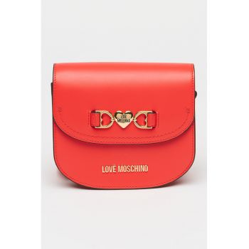 Geanta crossbody de piele cu garnituri de piele ecologica