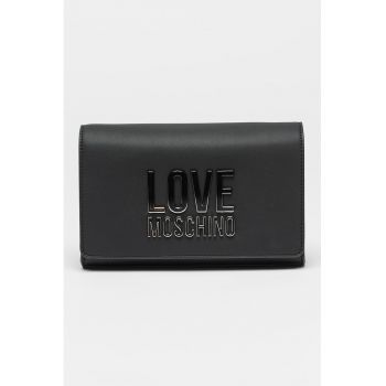Geanta crossbody de piele ecologica cu aplicatie logo