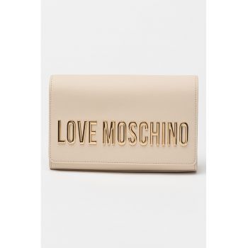Geanta crossbody de piele ecologica cu logo metalic