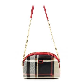 Geanta crossbody de piele ecologica cu model in carouri
