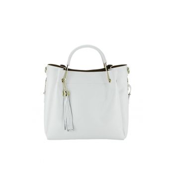 Geanta din piele naturala Ariana 123 - 33x30x13 cm - Alb 14144