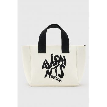 Geanta mini tote cu imprimeu logo - Negru - Alb murdar