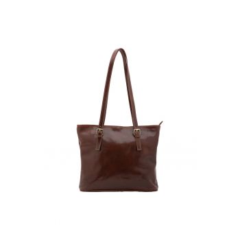 Geanta shopper de piele cu bretele ajustabile