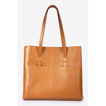 Geanta tote din piele cu aspect granulat