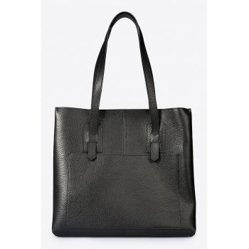 Geanta tote din piele cu aspect granulat