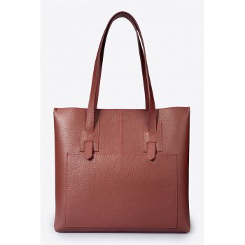 Geanta tote din piele cu aspect granulat