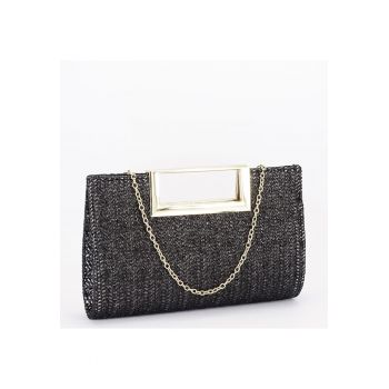 Plic negru cu model impletit BYH-922 06 16840