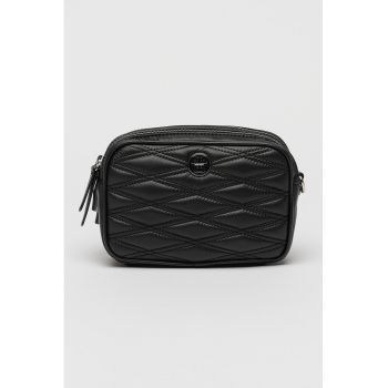Geanta crossbody cu banda logo si model in carouri