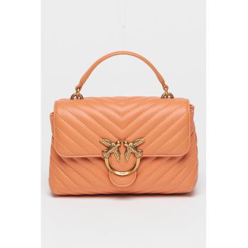 Geanta crossbody de piele cu aspect matlasat Love Lady