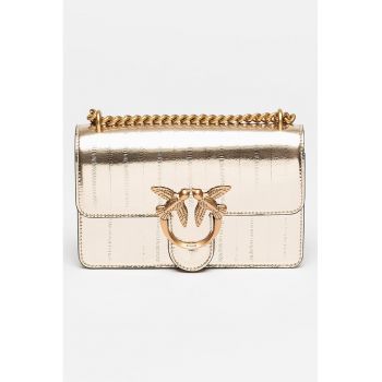 Geanta crossbody de piele cu aspect metalic