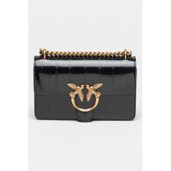 Geanta crossbody de piele cu bareta lant