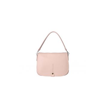 Geanta crossbody de piele cu clapa - Roz deschis