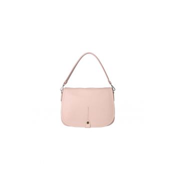 Geanta crossbody de piele cu clapa - Roz deschis
