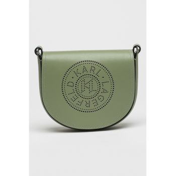 Geanta crossbody din piele cu logo perforat Circle