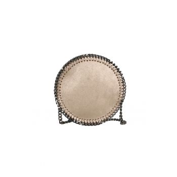 Geanta crossbody din piele decorata cu lant si aspect metalizat