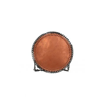 Geanta crossbody din piele decorata cu lant si aspect metalizat