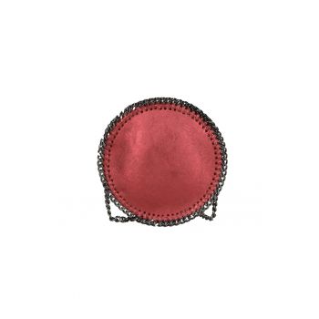 Geanta crossbody din piele decorata cu lant si aspect metalizat