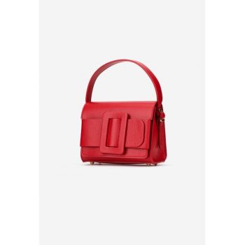 Geanta dama din piele texturata cu ornament