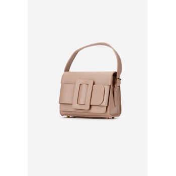 Geanta dama din piele texturata cu ornament