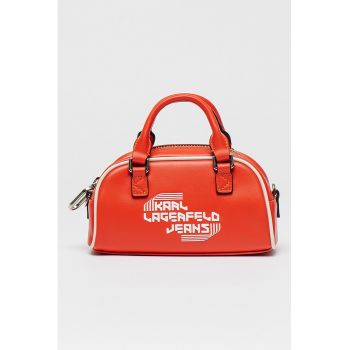 Geanta duffle din piele ecologica cu bareta logo detasabila