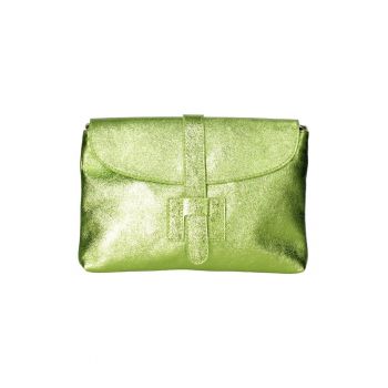 Geanta plic din piele cu bareta detasabila - Verde lime