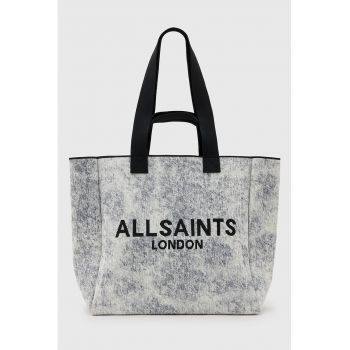 Geanta tote cu imprimeu logo - Negru - Gri deschis