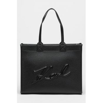 Geanta tote de piele ecologica cu logo in relief Skuare