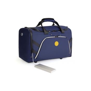 Geanta voiaj/sport impermeabila  Cambridge - 45x27x20 cm - compartiment incaltaminte cu igienizare prin ozon (USB) - poliester premium - bleumarin